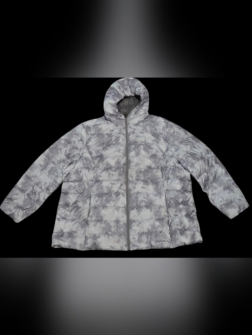 Eddie Bauer Lightweight Gray Tie-Dye Puffer Jacket